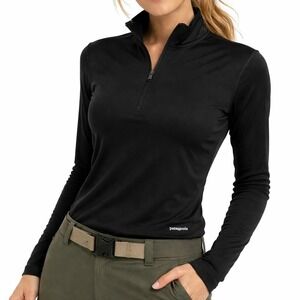 Patagonia Capilene 1/4 Zip Base Layer Shirt Womens Small Black  Gorpcore Outdoor